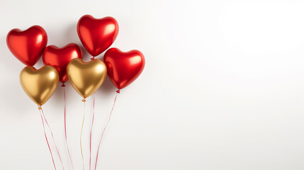 Red and Gold Heart Shaped Glitter Balloons for Valentine's Day Decoration