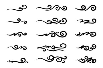 Obraz premium hand drawn wind doodle set, vector illustration.