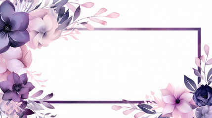 Floral frame with watercolor flowers, decorative flower background pattern, watercolor floral border background