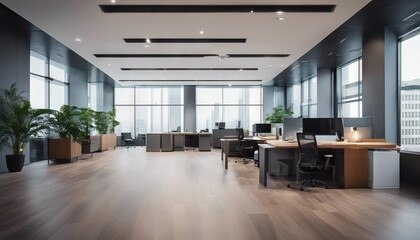 Empty office interior with decoration and copy space stock photoBackgrounds Office Wall Building Feature Meeting Room Wood