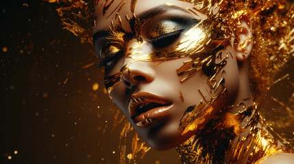 Majestic Golden Mask in High Fashion Photography