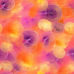 Whirlpool-esque circles of pinks, yellows and oranges. Tileable wallpaper, repeating seamless texture, pattern, crystal dragonfly wings, macro photography, ray tracing, unreal engine, delicate, eligan