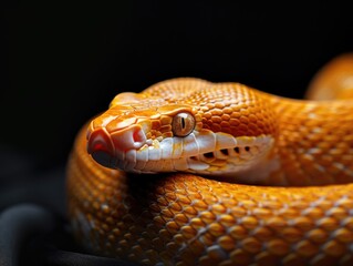 Fototapeta premium Beautiful snake with bright elements on a dark background