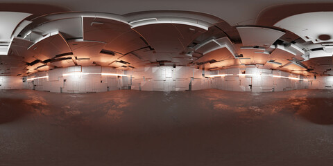 A Spacious Room Illuminated by Lights 360 panorama vr environment map 3D render illustration