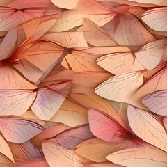 Muted autumnal tones. Tileable wallpaper, repeating seamless texture, pattern, crystal dragonfly wings, macro photography, ray tracing, unreal engine, delicate, eligant, subtle