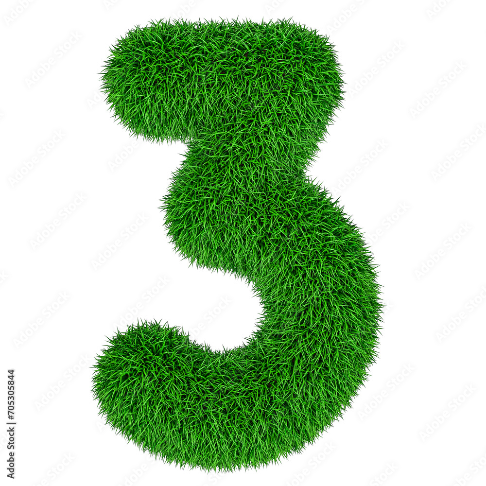Poster number 3 from green grass, 3d rendering isolated on transparent background
