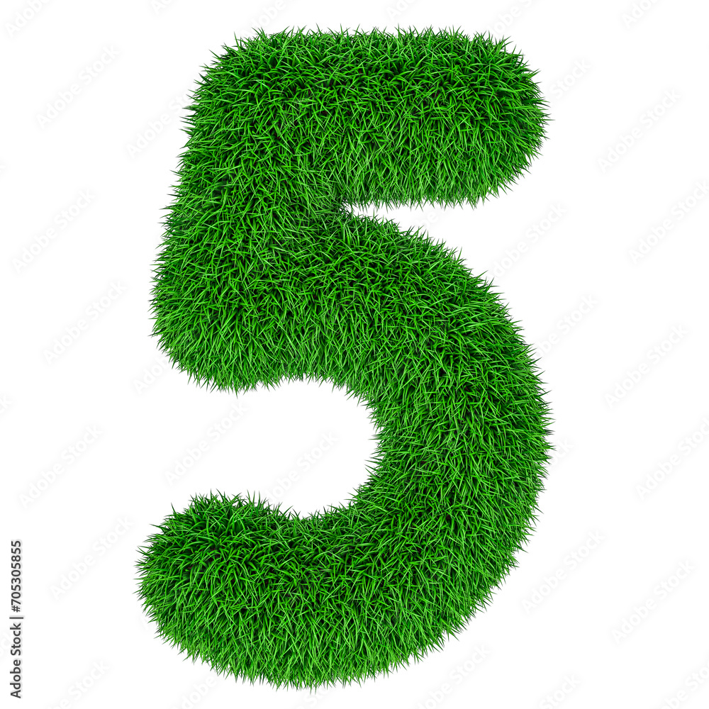 Poster number 5 from green grass, 3d rendering isolated on transparent background