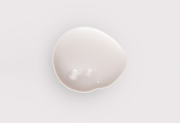 Cosmetic milk white balm cream texture on light gray