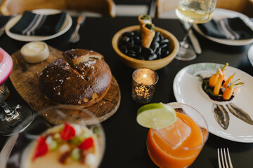 Food and Drinks on a Table