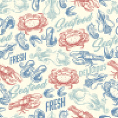 Delicious seafood pattern seamless colorful