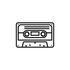 Original vector illustration. The contour icon of a retro audio cassette.