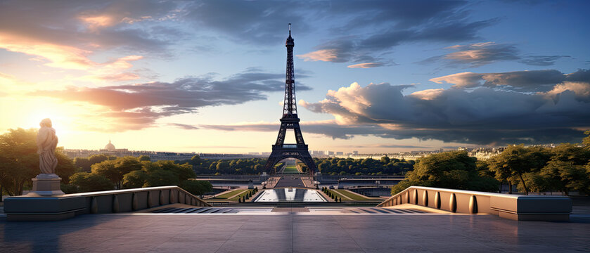 Sunset over the Eiffel Tower