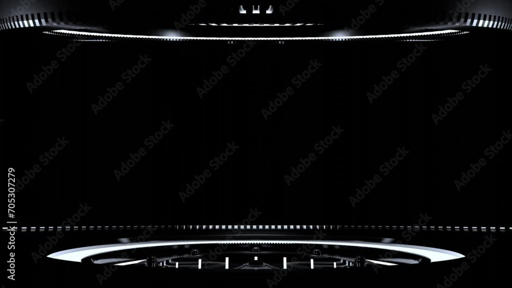 Poster technology background. power podium empty stage in dark room. sci-fi idea concept. technological ele