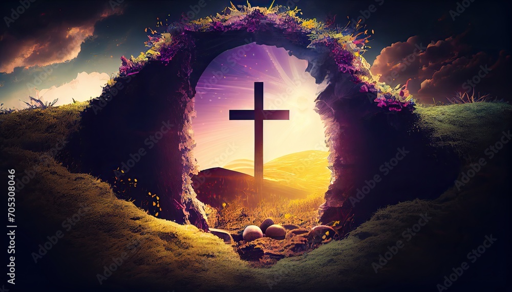 Wall mural easter concept, holy cross,