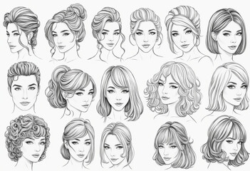 Rustic hand-drawn hair salon design illustrations