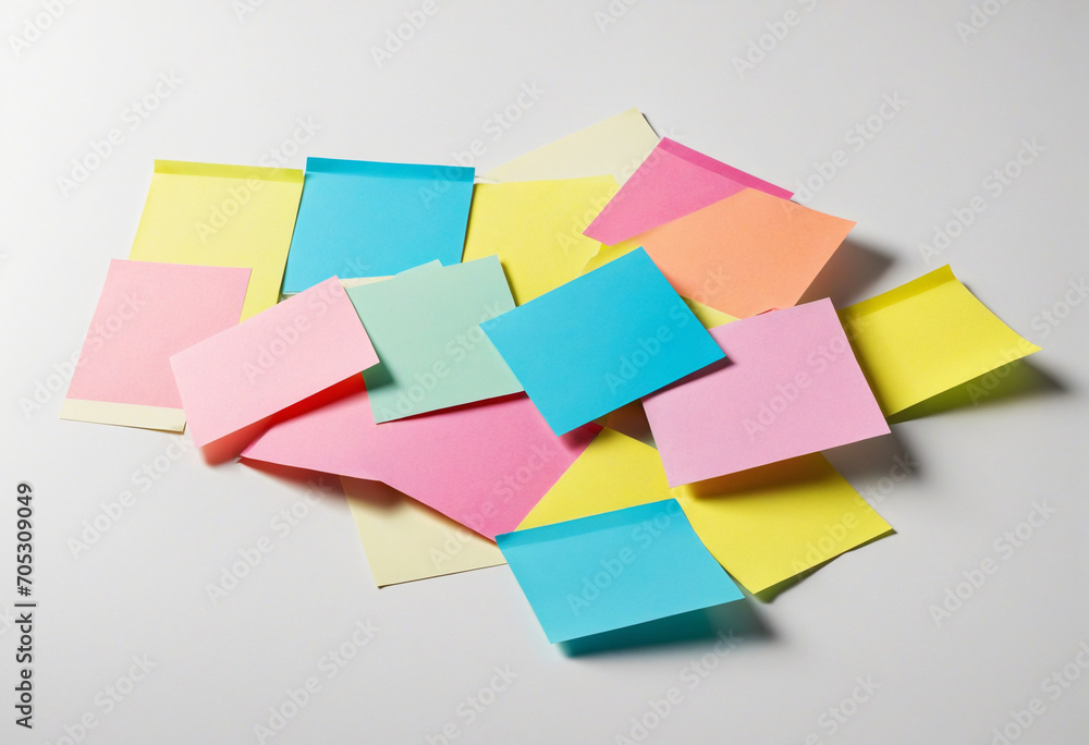 Poster colorful shadowed sticky notes on transparent background - png 3d render