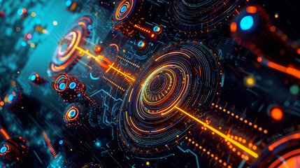 abstract circuit pattern dark neon technology wallpaper