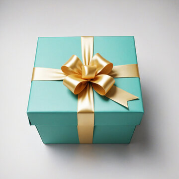 Elegant gift box in Tiffany blue with ribbon