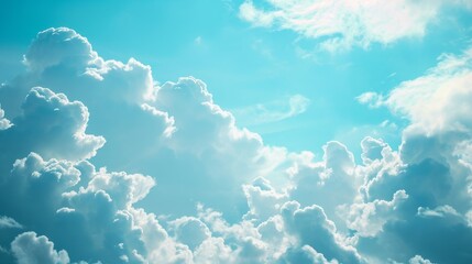 Fototapeta na wymiar Blue sky with some clouds. View over the clouds.ummer blue sky cloud gradient light white background. Beauty clear cloudy in sunshine calm bright winter air bacground. Gloomy vivid cyan landscape