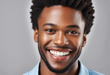 Handsome Black Man Smiling with Clean Teeth for Dental Ad