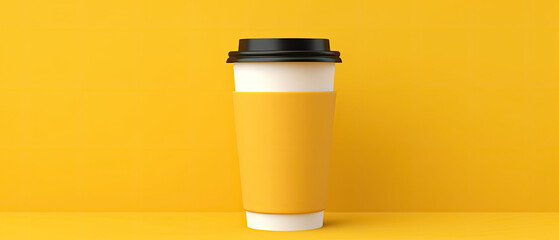 Takeaway Coffee Cup on a Vibrant Yellow Background