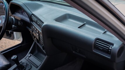 Black dashboard in a car