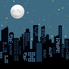 night city landscape vector illustration 