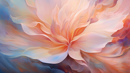Fond d'une fleur rose, beige se transformant en arrière-plan léger. Flux, mouvement. Éclairé, épuré. Naturel. Pour conception et création graphique.