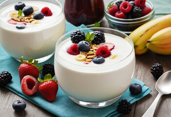 Yogurt with Fresh Fruits and Berries