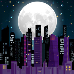night city landscape vector Illustration 