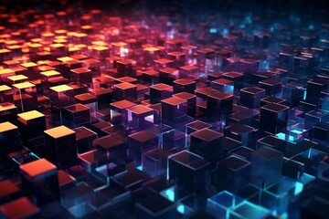 Pixel perfection Glowing cube texture background with abstract mosaic squares