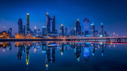 Riyadh, Saudi Arabia, the KAFD buildings in blue hour