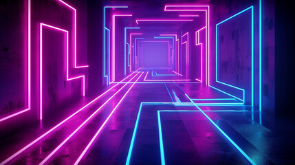 blue neon abstract technology inspired dark wallpaper background