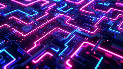 blue neon abstract technology inspired dark wallpaper background