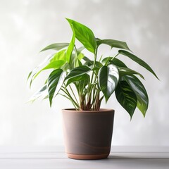 A beautiful potted houseplant with green leaves