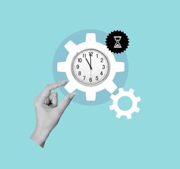 Time planning concept, hand hold clock