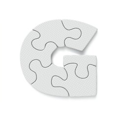 White jigsaw puzzle font Letter G 3D