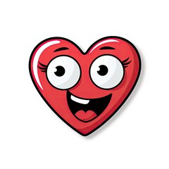Obraz premium Goofy Heart Sticker Character on a White Background