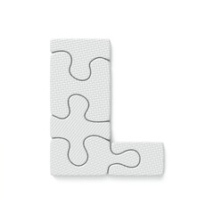 White jigsaw puzzle font Letter L 3D