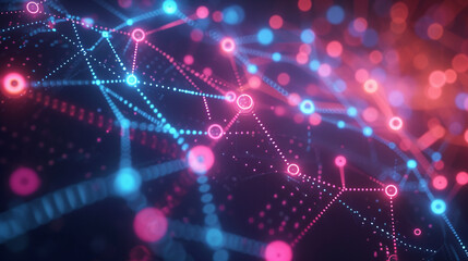 Obraz premium Vibrant Neon Circles Forming An Intricate Tech-inspi Technology Wallpaper