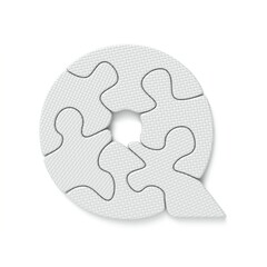 White jigsaw puzzle font Letter Q 3D