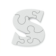 White jigsaw puzzle font Letter S 3D
