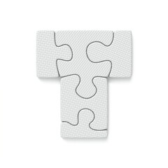 White jigsaw puzzle font Letter T 3D