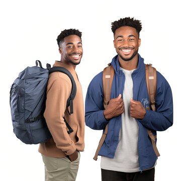Two young African-American men with backpacks