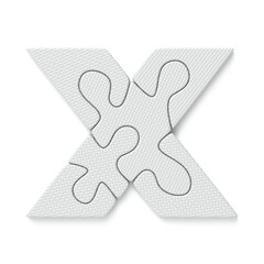 White jigsaw puzzle font Letter X  3D