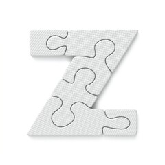 White jigsaw puzzle font Letter Z 3D