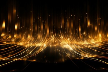 Fototapeta na wymiar Golden sound waves Curved equalizer streaks with a musical glow