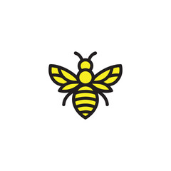 Bold Yellow and Black Bee Emblem Illustrating Natures Simplicity on White Background