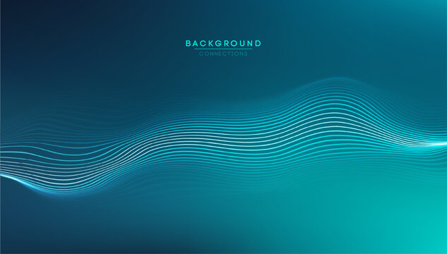 Sound wave audio abstract background. Network connections music wave pulse. Blue technology background. Network stream