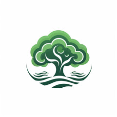 logo,green tree on a white background,symbolizing environmental friendliness and sustainability,the concept of environmental friendliness and caring for the planet